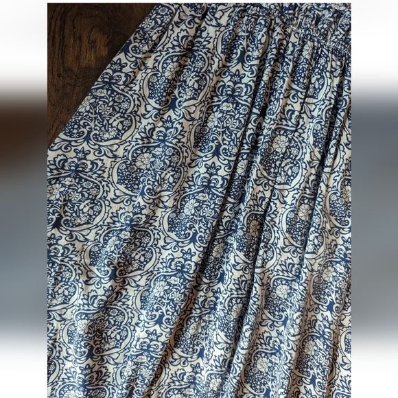 YIDARTON WOMEN'S STRAPLESS MAXI DRESS Stretchy Blue & White Floral Print Large - Picture 15 of 16